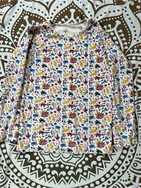 Tea Collection White Long-Sleeve Tee with Multicolor Forest Animal Print